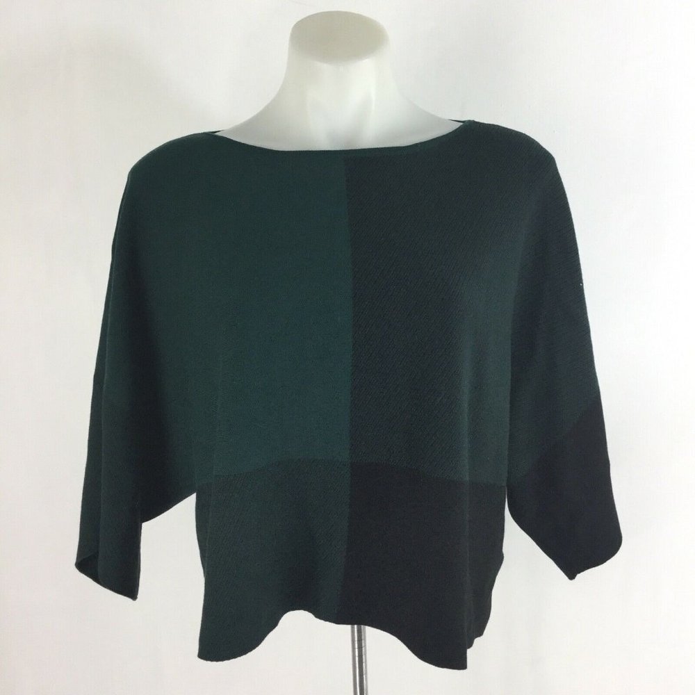 Eileen Fisher Womens Top Colorblock Squares Dolman
